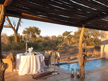 Luxury Honeymoon Suite Patio view Private Dinner Kings Camp Timbavati Game Reserve Accommodation Booking Hoedspruit Mpumalanga Five Star